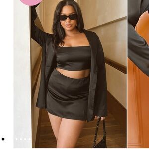 Show Me Your Mumu All Night Skort in Black Luxe Satin size Large